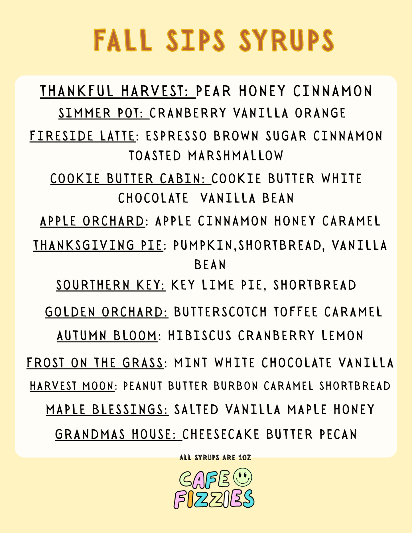 Fall Sips Syrup Sale
